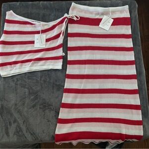 Petal & Pup Red and White Asymmetrical Dress